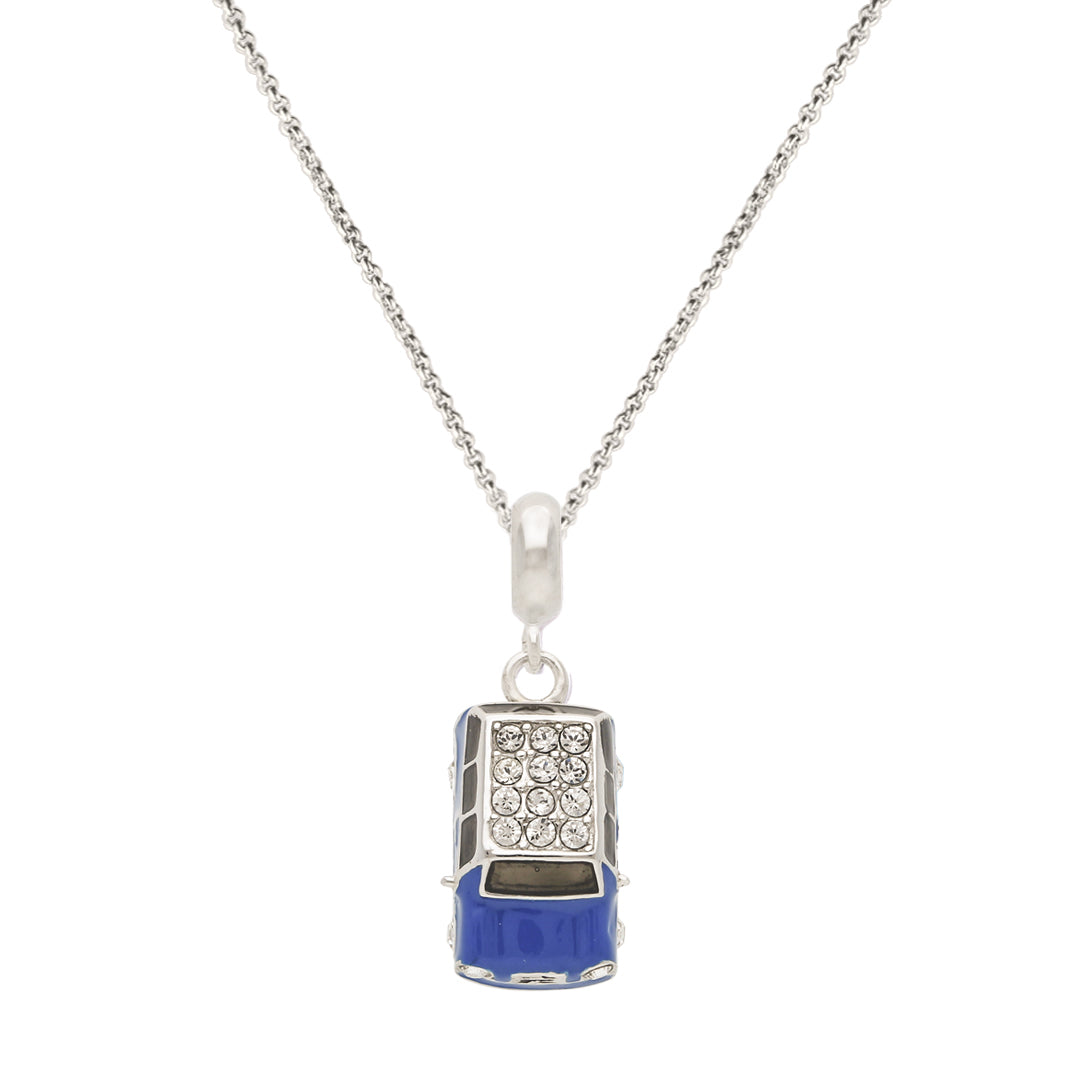 925 Sterling Silver Rhodium Plated Mini Blue Cruiser Pendant For Kids