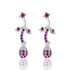 925 Sterling Silver Rhodium Plated Pink Blossom Vine Drop Earrings for Women