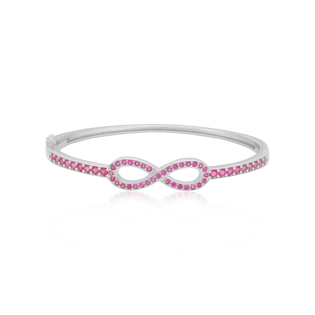 925 Sterling Silver Rhodium Plated Pink Infinity Bracelet for Women
