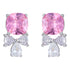 925 Sterling Silver Rhodium Plated Pink Stone Bow Drop Earrings For Women