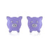 925 Sterling Silver Rhodium Plated Purple Piggy Stud For Kids