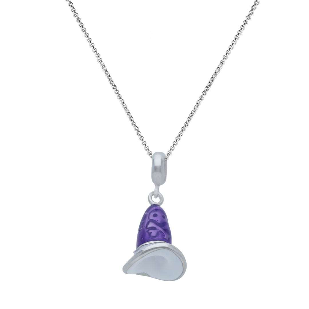 925 Sterling Silver Rhodium Plated Purple Pirate Hat Pendant For Kids