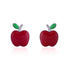 925 Sterling Silver Rhodium Plated Red Apple Stud For Kids