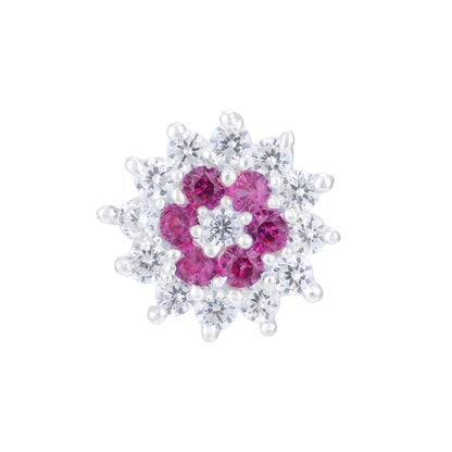 925 Sterling Silver Rhodium Plated Rose Frost Starburst Nosepin for Women
