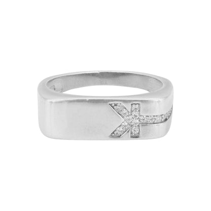 925 Sterling Silver Rhodium Plated Round Cut K Ring for Men