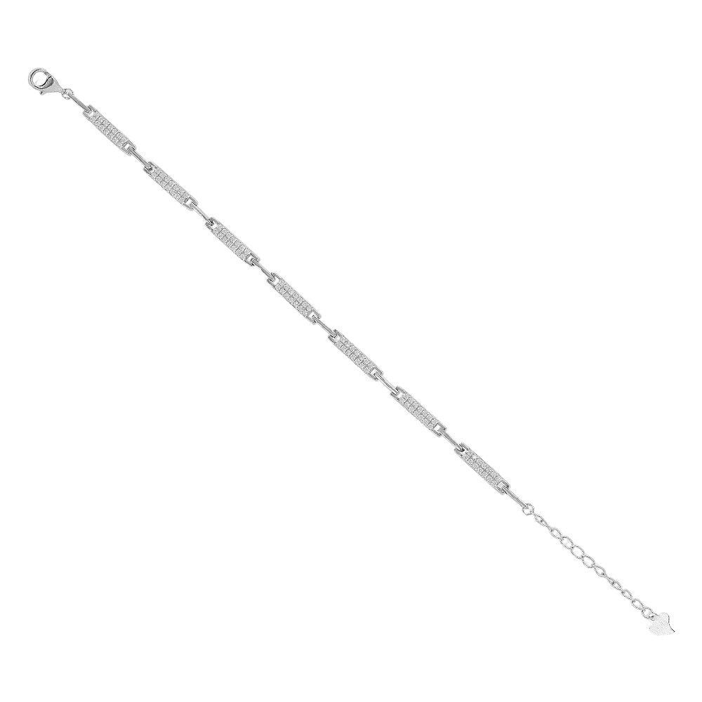 925 Sterling Silver Rhodium Plated Shimmering Tube Cut Bracelets For Kids