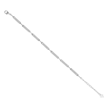 925 Sterling Silver Rhodium Plated Shimmering Tube Cut Bracelets For Kids