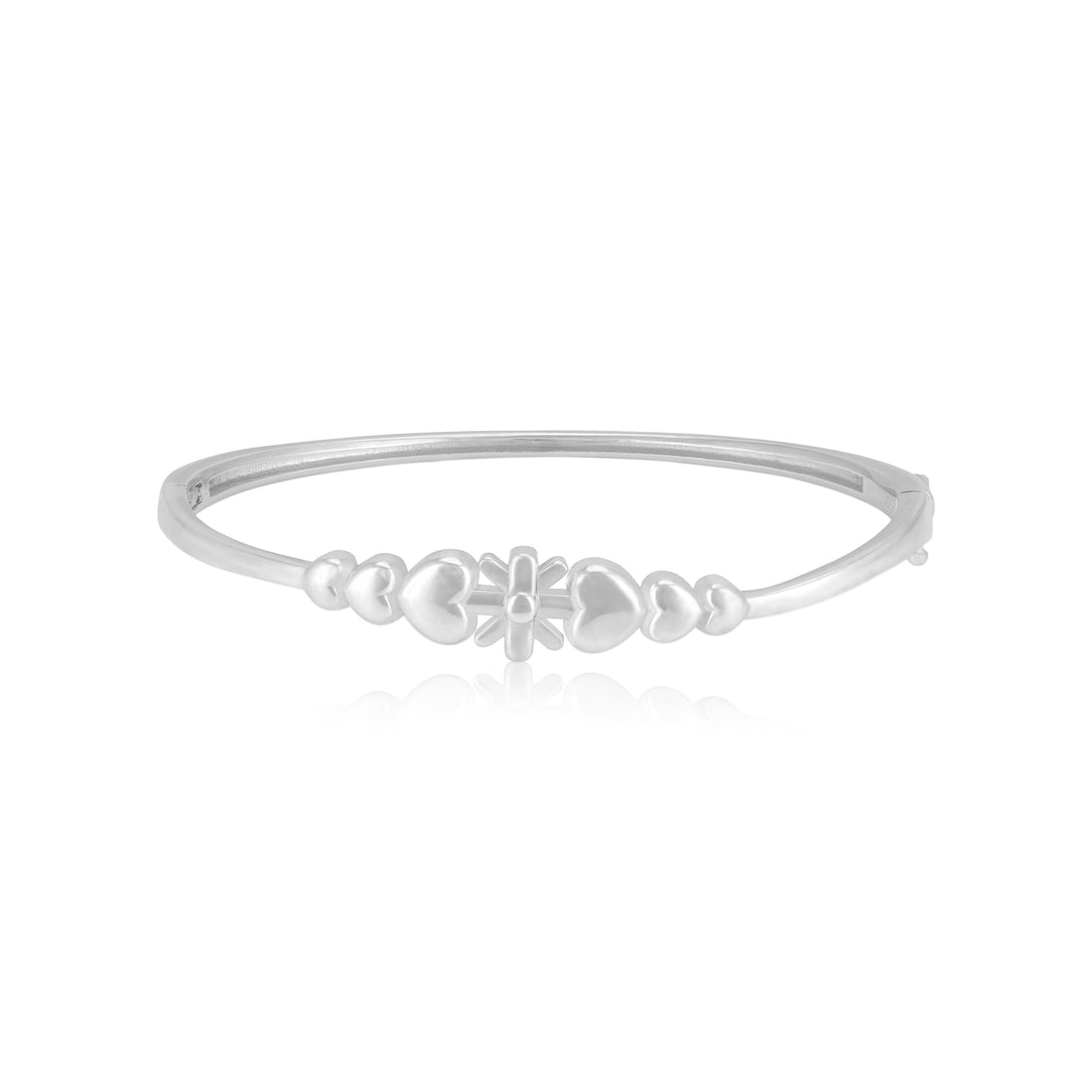 925 Sterling Silver Rhodium Plated Slender Heart Detail Bracelet for Women