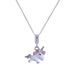 925 Sterling Silver Rhodium Plated Snowy Unicorn Pendant For Kids