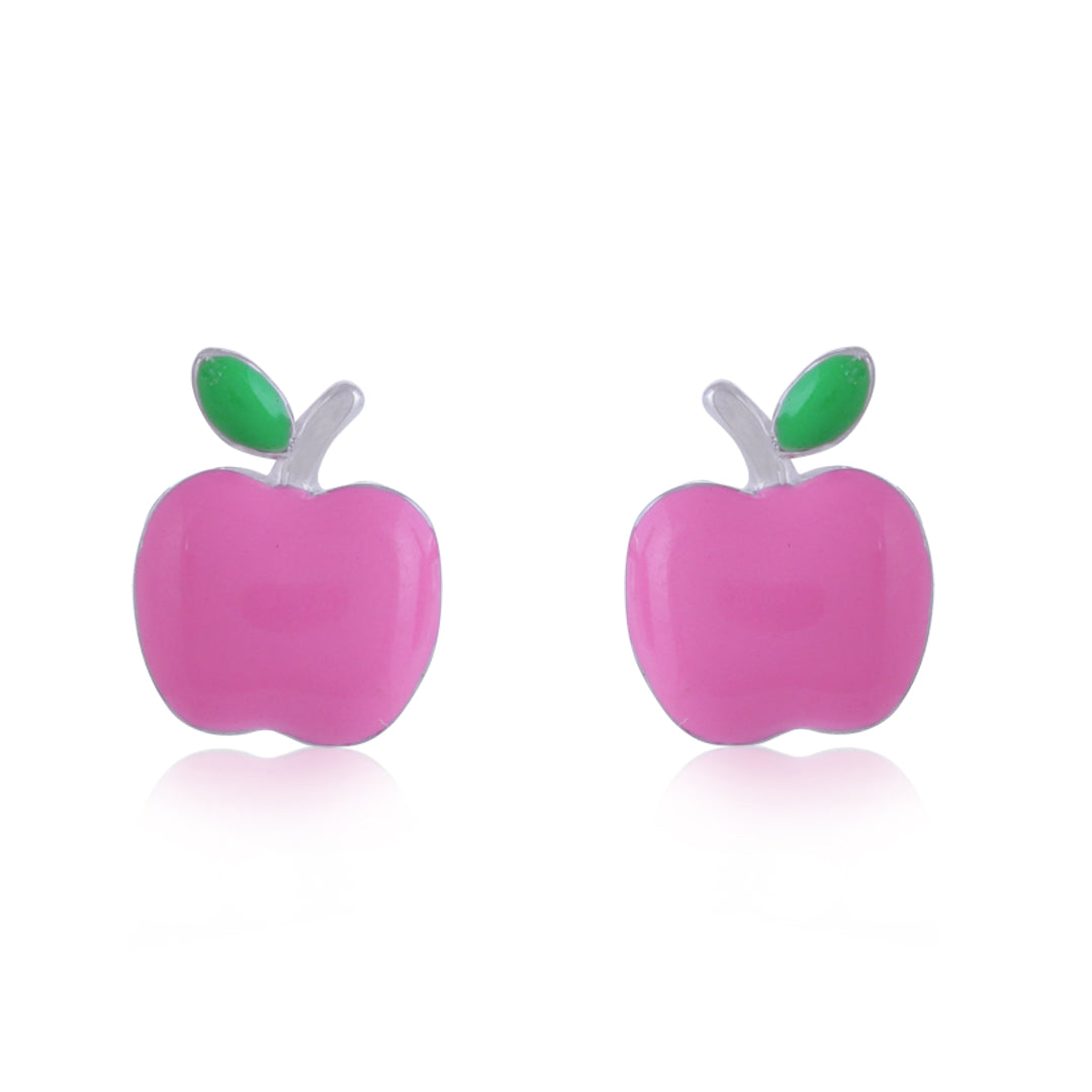 925 Sterling Silver Rhodium Plated Sugar Apple Stud For Kids