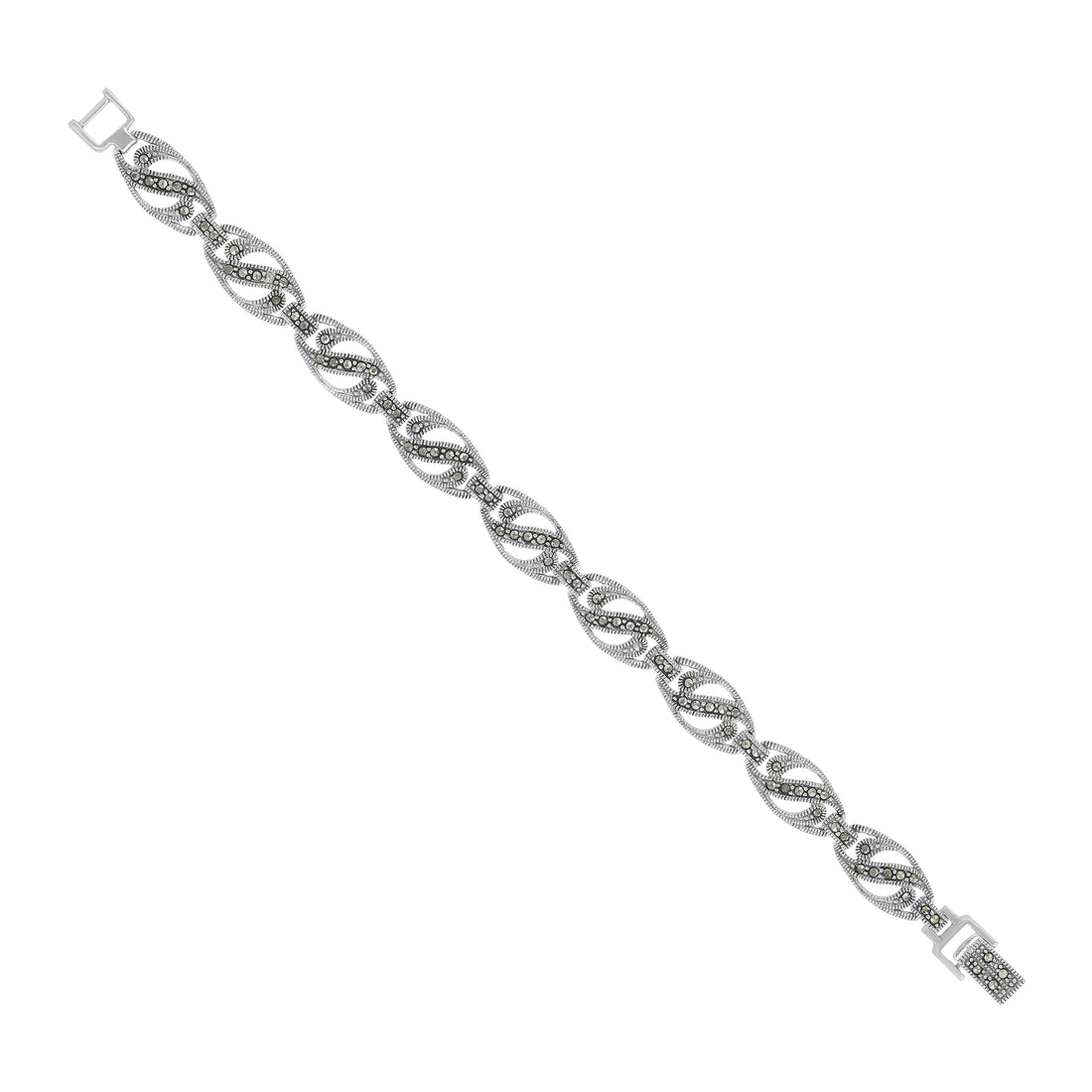 925 Sterling Silver Rhodium Plated Twisted Vine Link Bracelet For Women