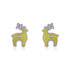 925 Sterling Silver Rhodium Plated Yellow Reindeer Stud For Kids