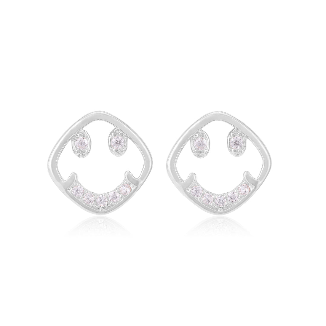 925 Sterling Silver Radiant Smiley Earrings For Women