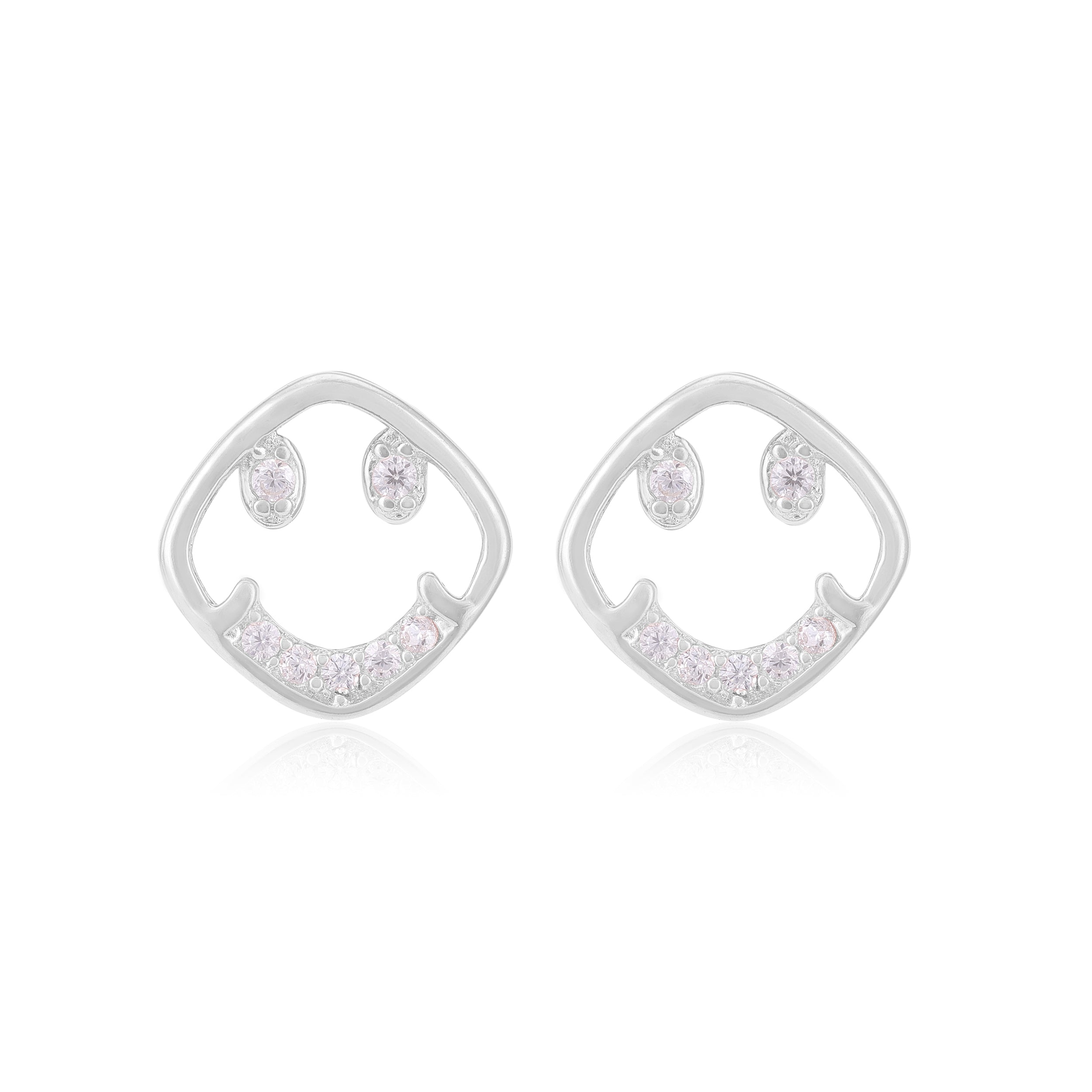 925 Sterling Silver Radiant Smiley Earrings For Women