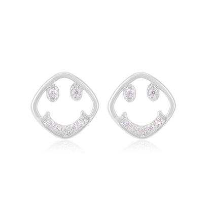 925 Sterling Silver Radiant Smiley Earrings For Women