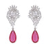 925 Sterling Silver Rhodium Red Drop Earring