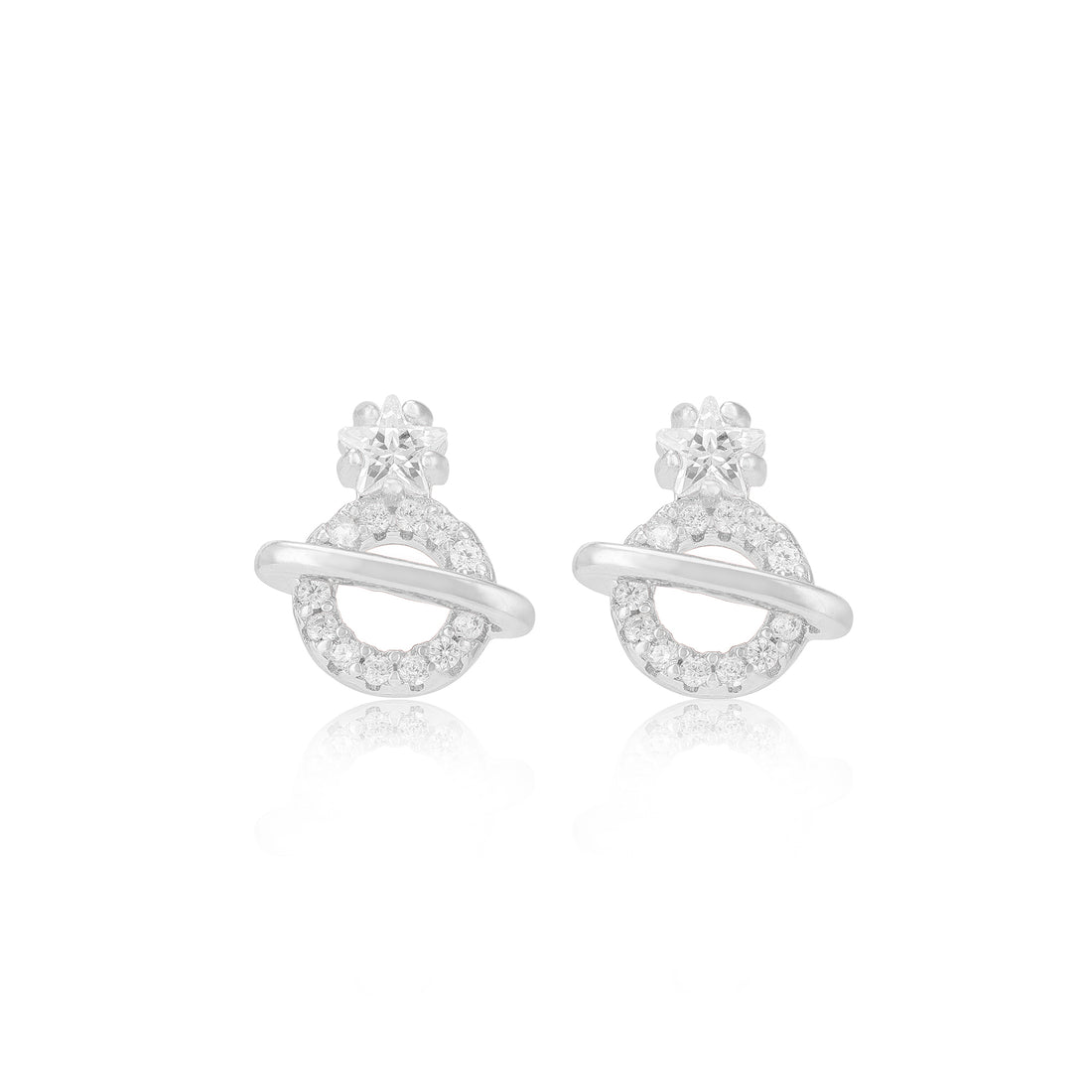 925 Sterling Silver Ringed Orb Earrings For Women