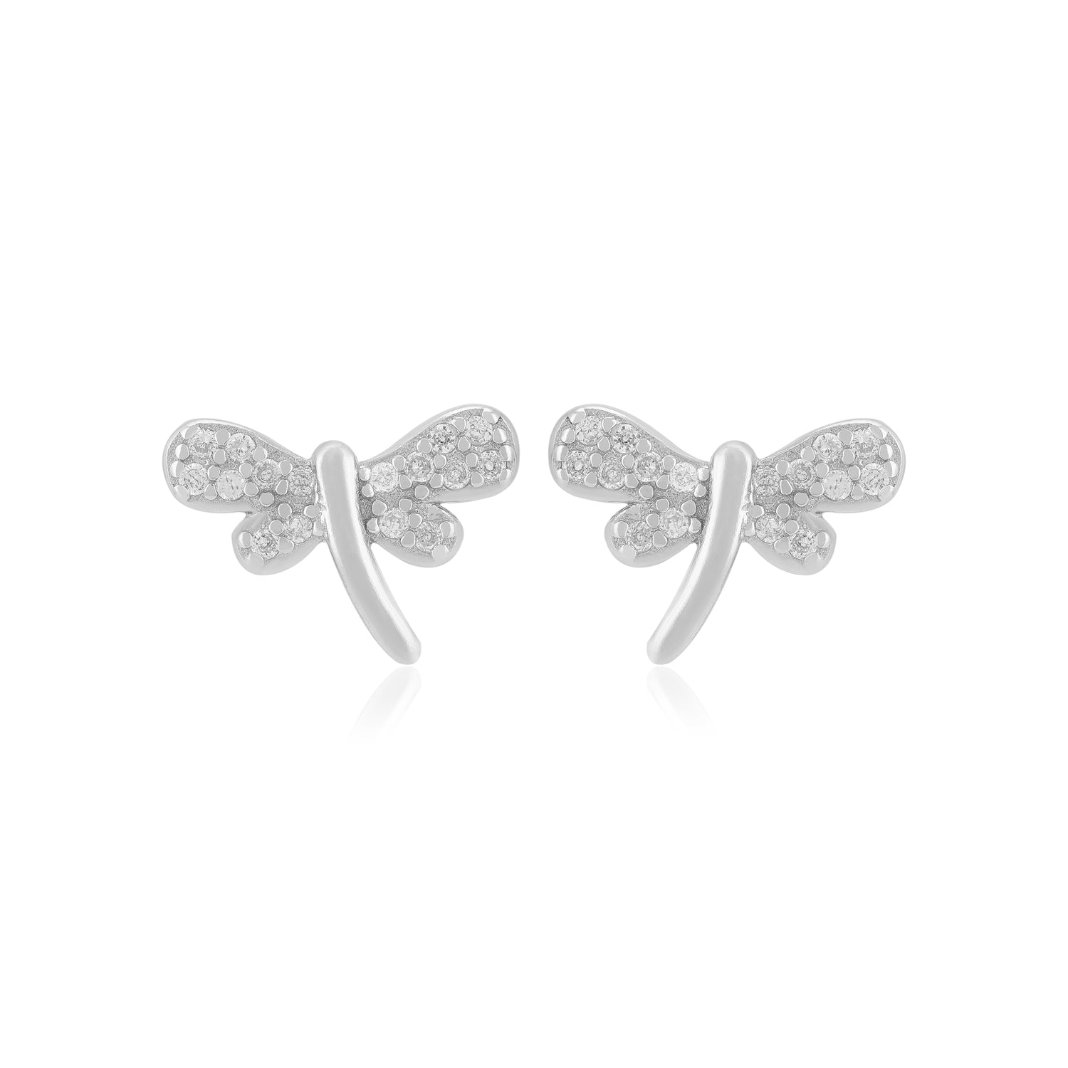 925 Sterling Silver Shimmering Dragon Fly Earrings For Women