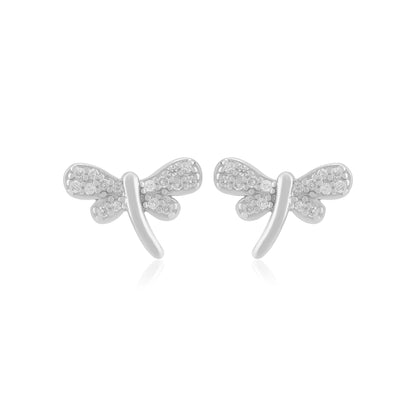 925 Sterling Silver Shimmering Dragon Fly Earrings For Women