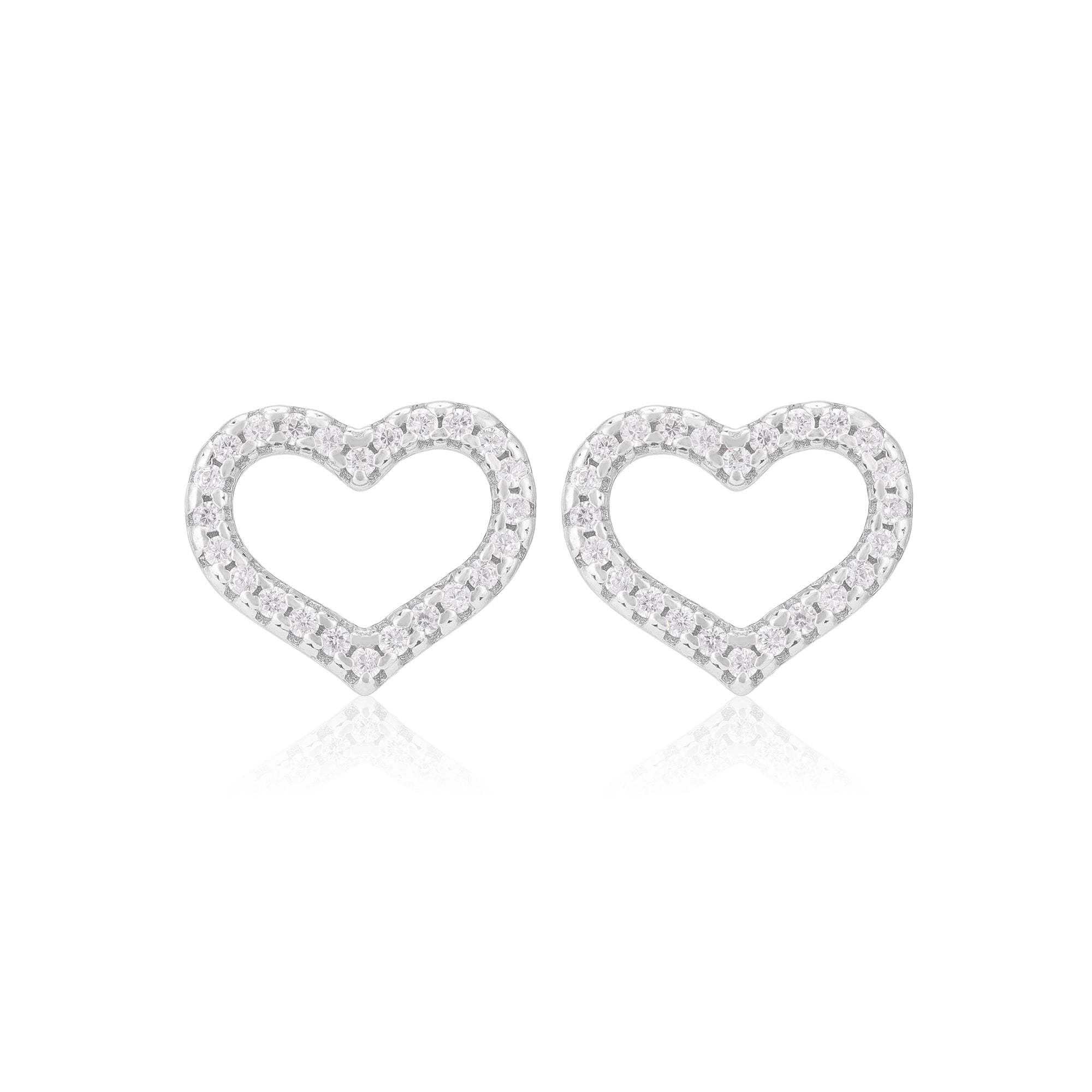925 Sterling Silver Single Layered Stone Heart Earrings For Women