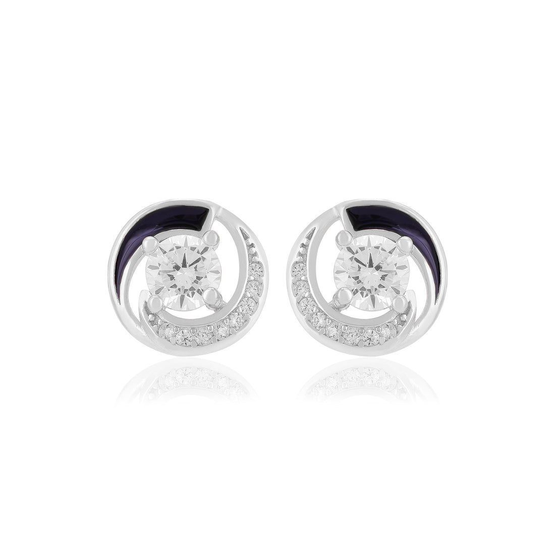 925 Sterling Silver Solitary Stone Enamel Infused Earrings For Women