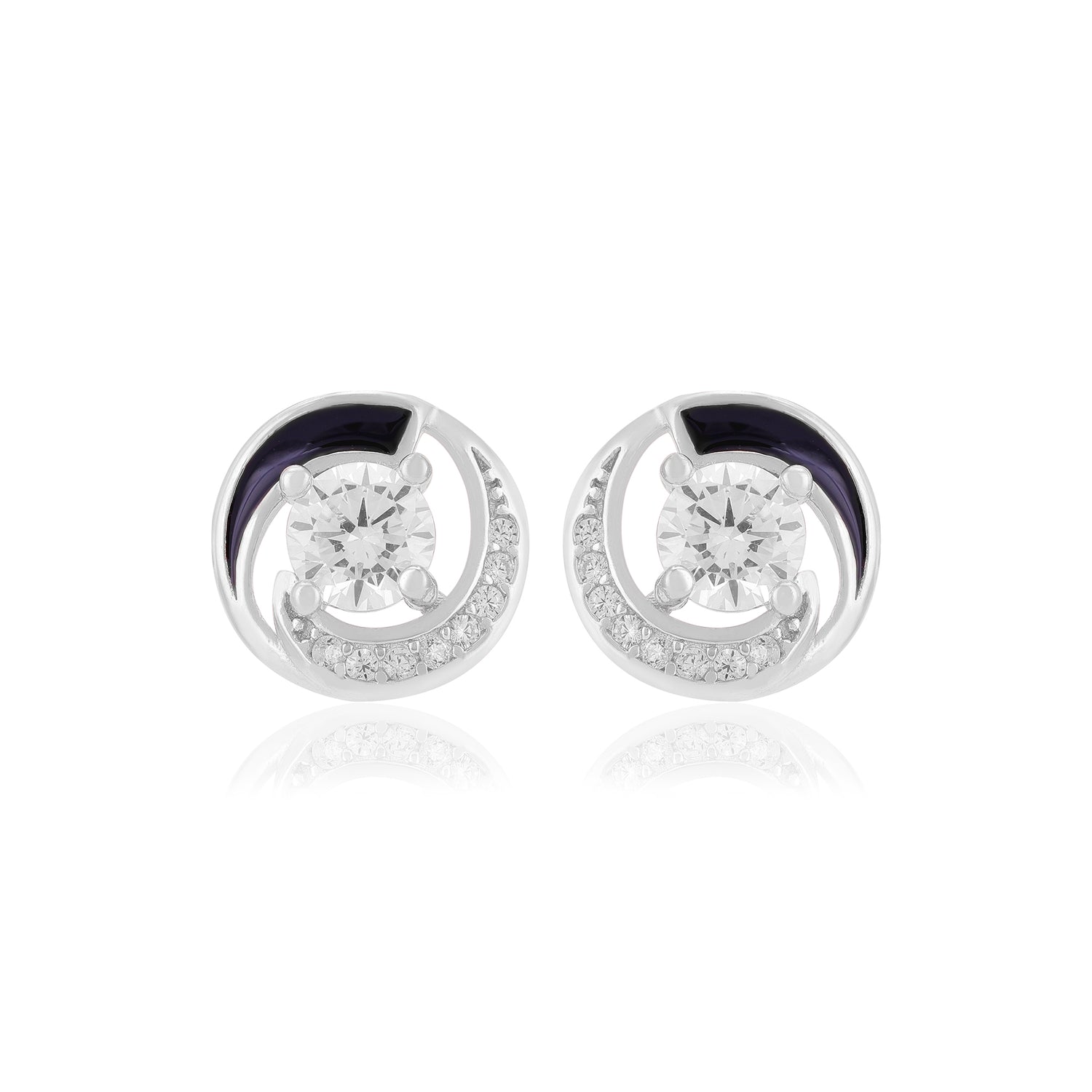 925 Sterling Silver Solitary Stone Enamel Infused Earrings For Women