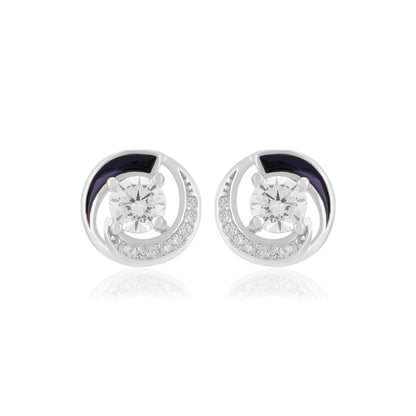 925 Sterling Silver Solitary Stone Enamel Infused Earrings For Women