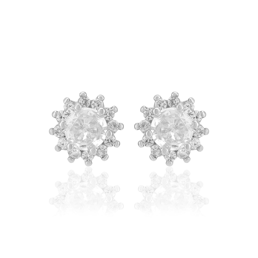 925 Sterling Silver Sparkle Flower Earrings For Women