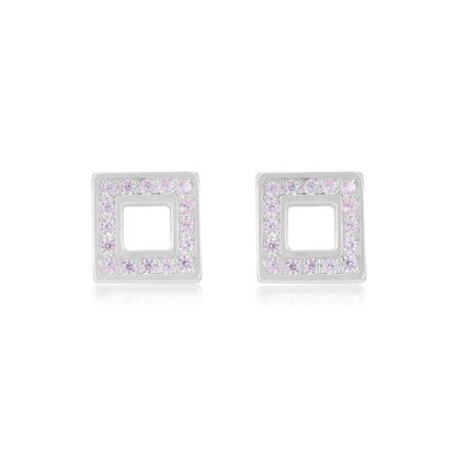 925 Sterling Silver Square Stoned Earrings For Women