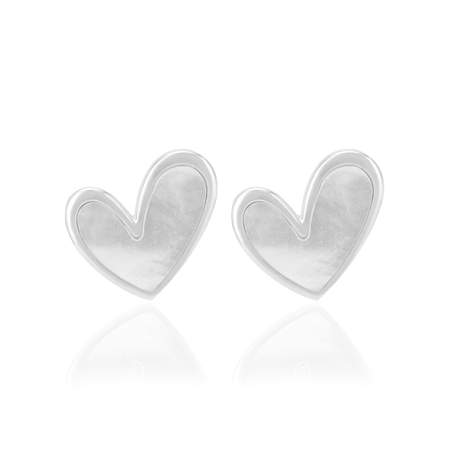 925 Sterling Silver Subtle Pearl Heart Earrings For Women