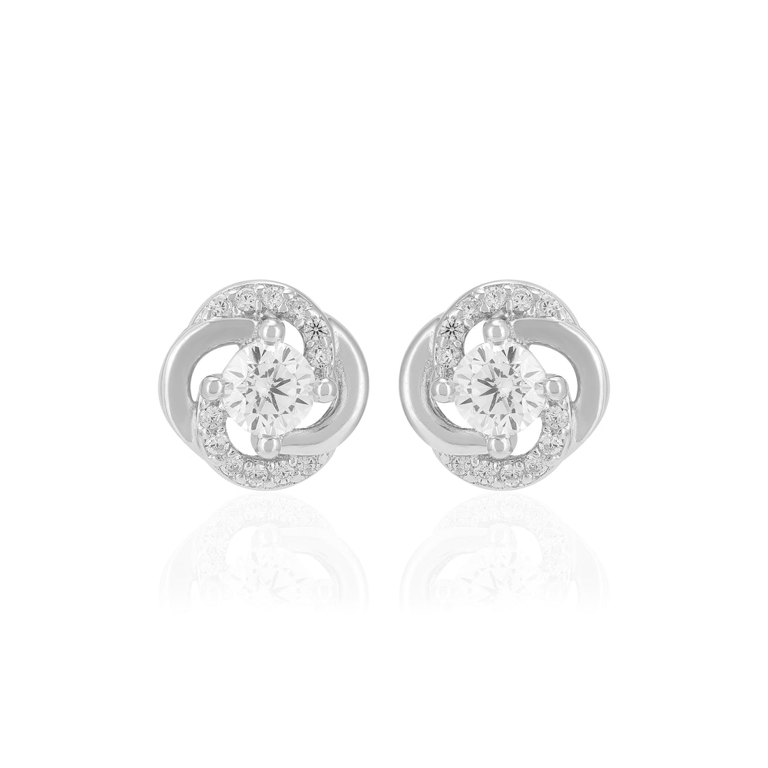 925 Sterling Silver Swirl Wrapped Sleek Stone Earrings For Women