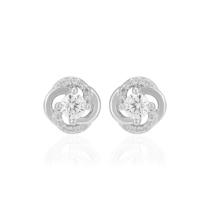 925 Sterling Silver Swirl Wrapped Sleek Stone Earrings For Women