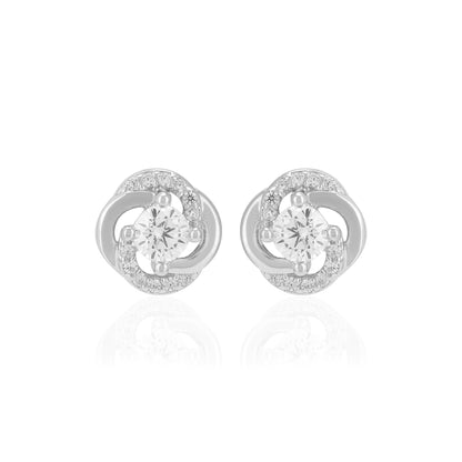 925 Sterling Silver Swirl Wrapped Sleek Stone Earrings For Women