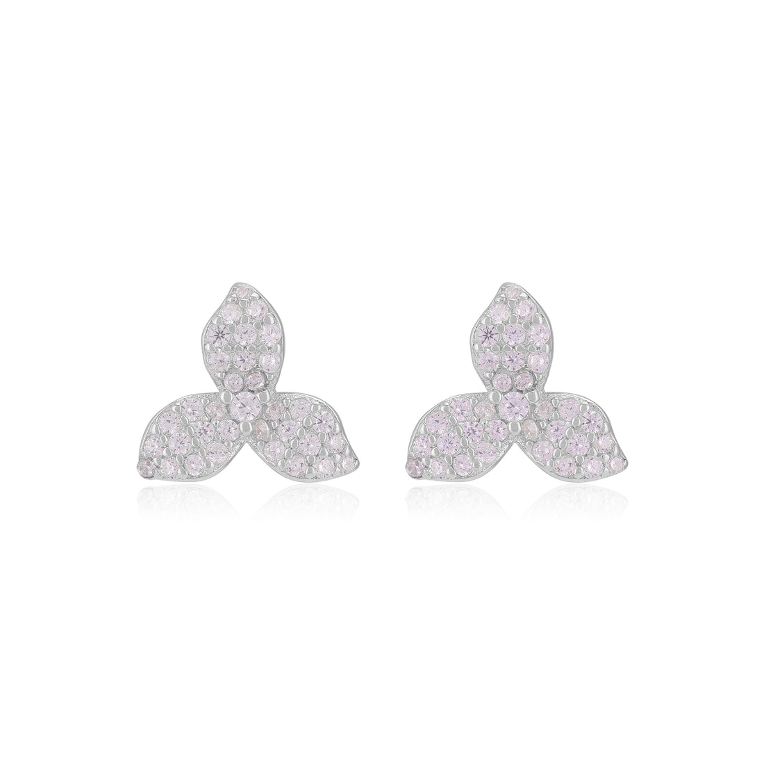 925 Sterling Silver Triple Petal Flower Earrings For Women