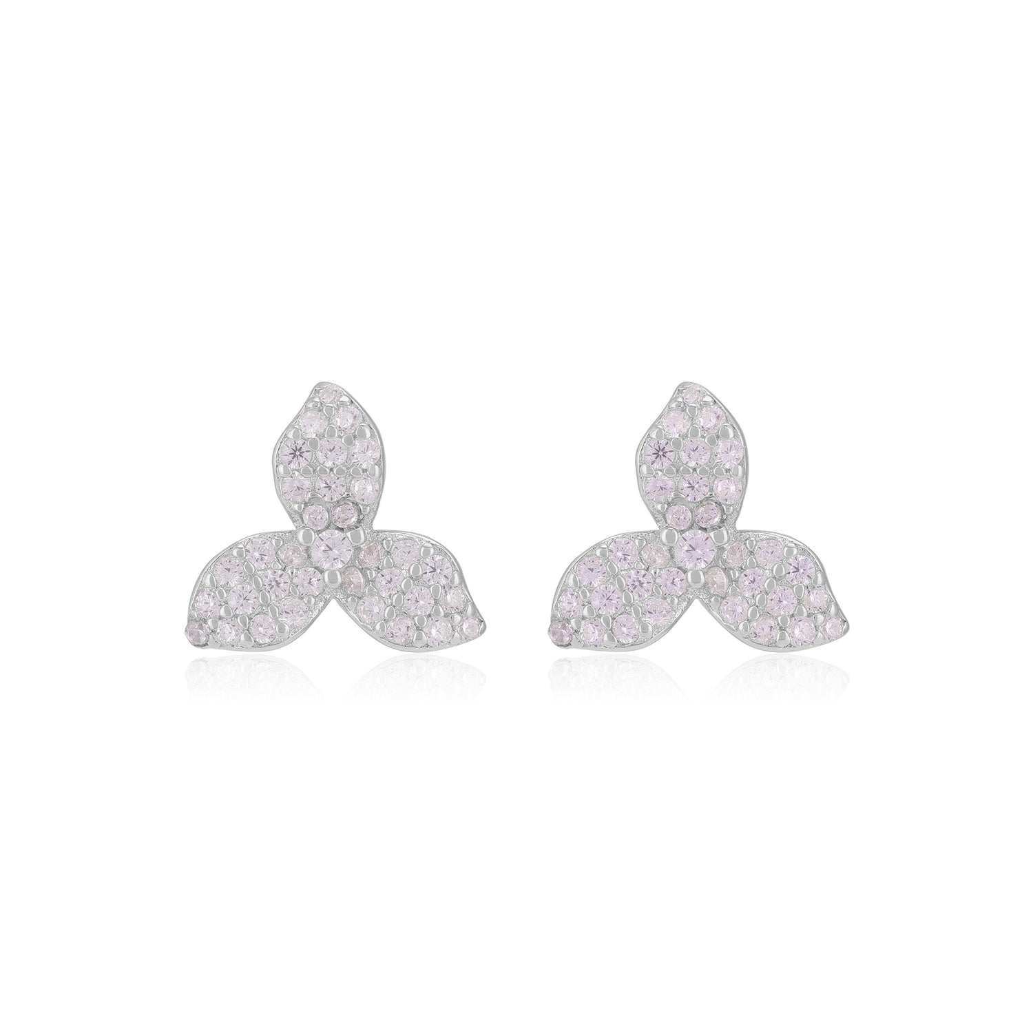 925 Sterling Silver Triple Petal Flower Earrings For Women