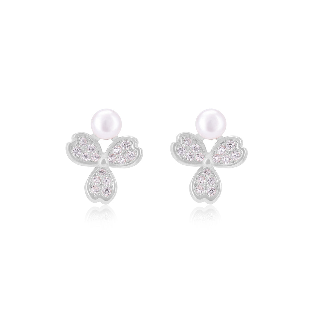 925 Sterling Silver Triple Petal Hearts Earrings For Women