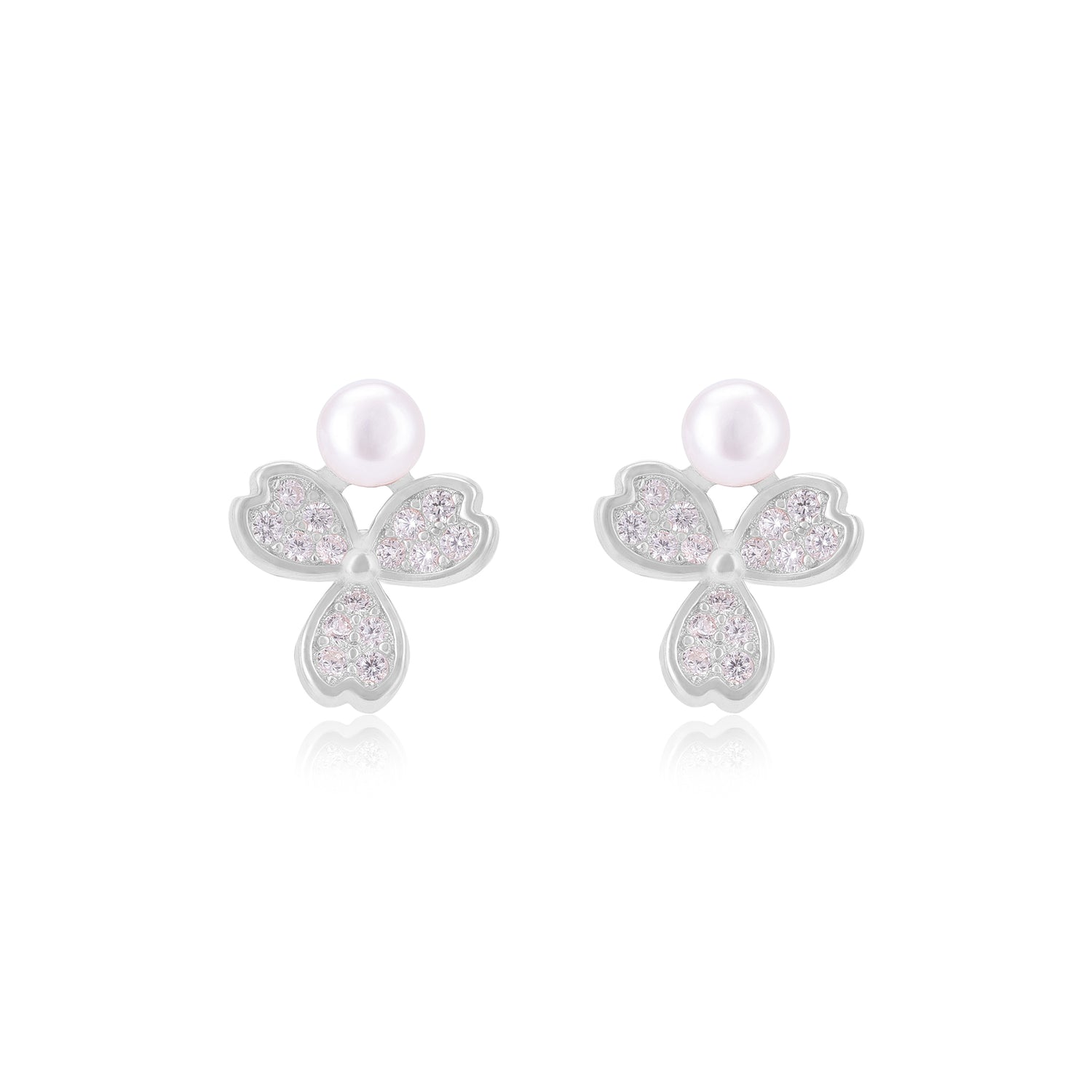 925 Sterling Silver Triple Petal Hearts Earrings For Women