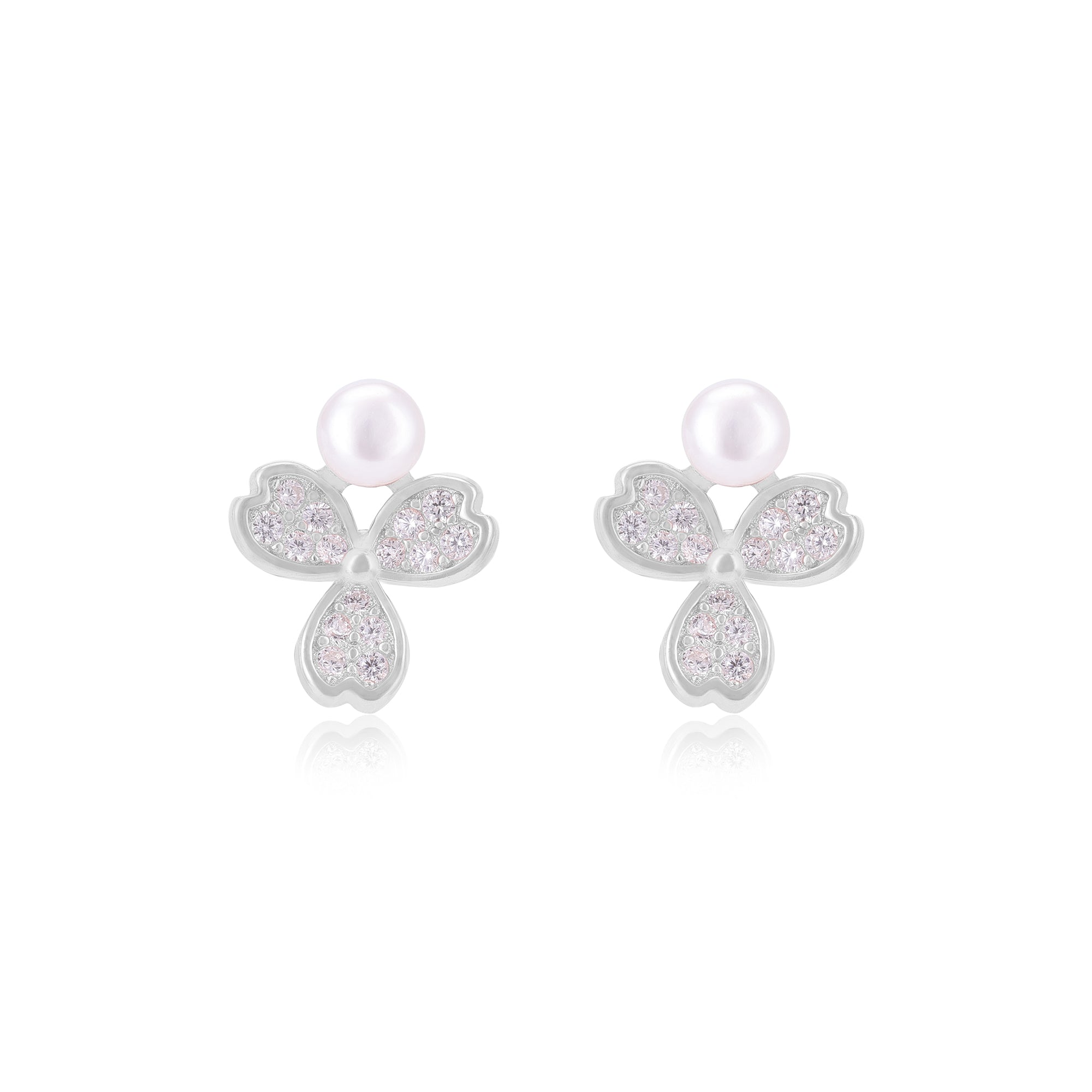 925 Sterling Silver Triple Petal Hearts Earrings For Women