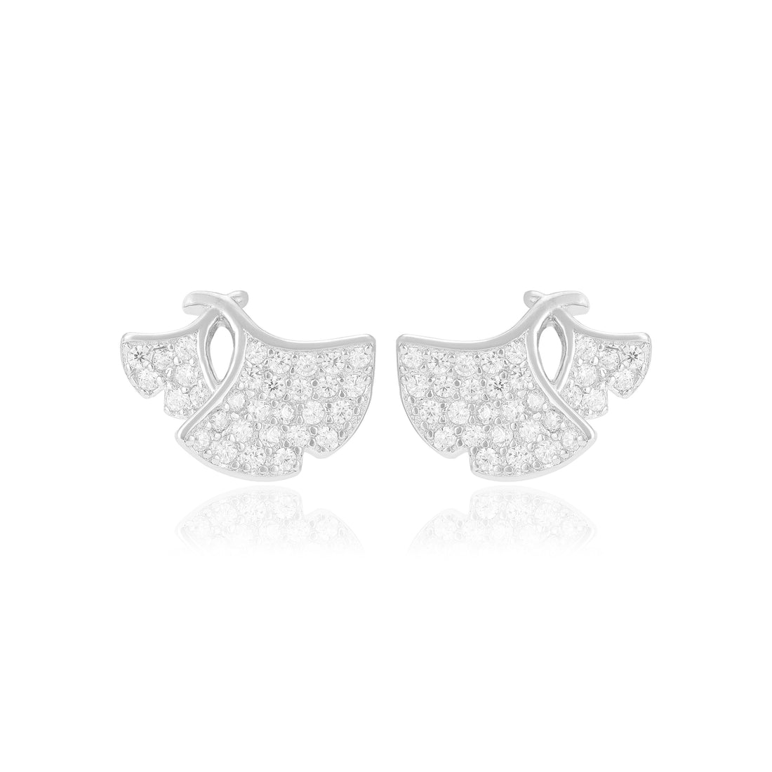 925 Sterling Silver Twin Ginkgo Leaves Earrings For Women