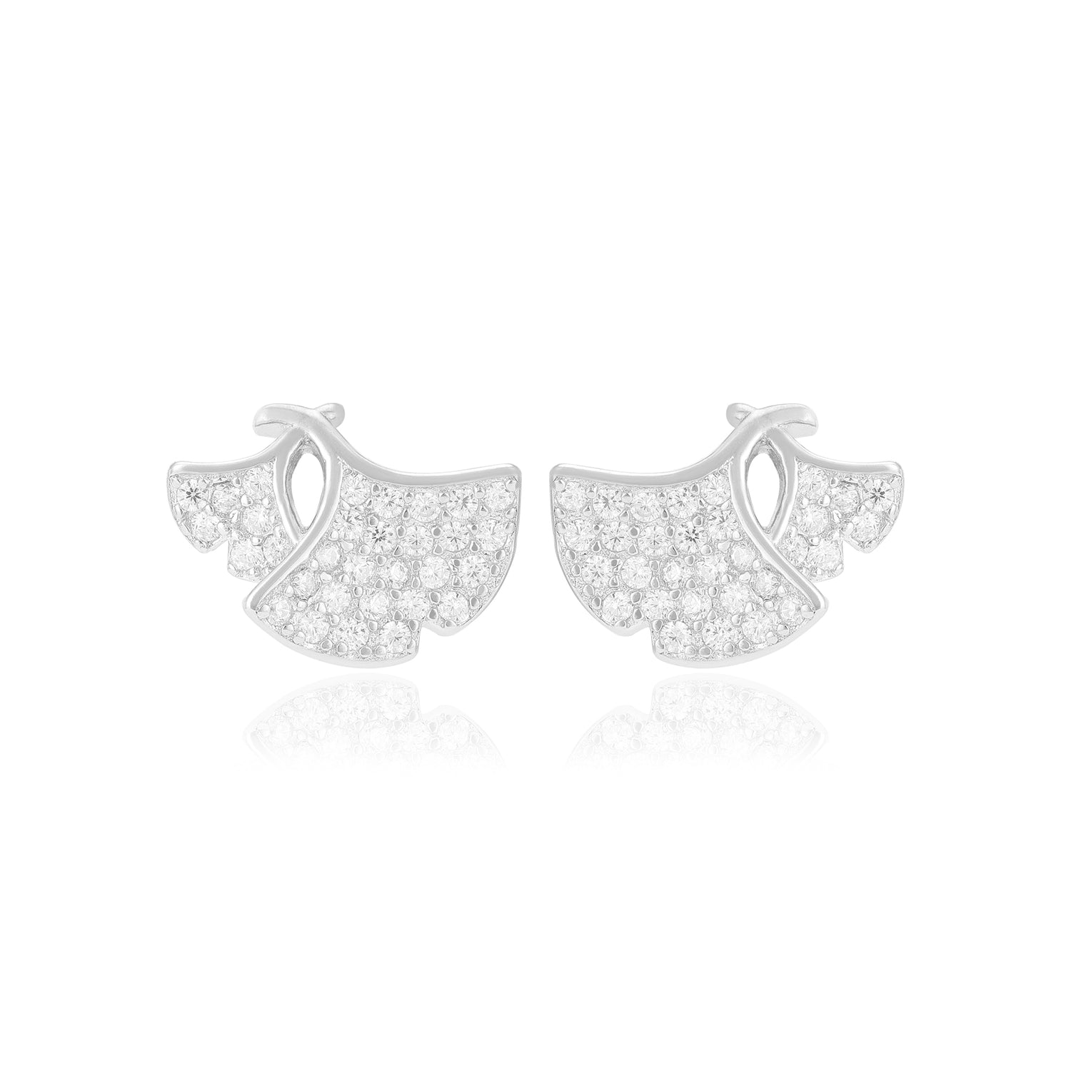 925 Sterling Silver Twin Ginkgo Leaves Earrings For Women