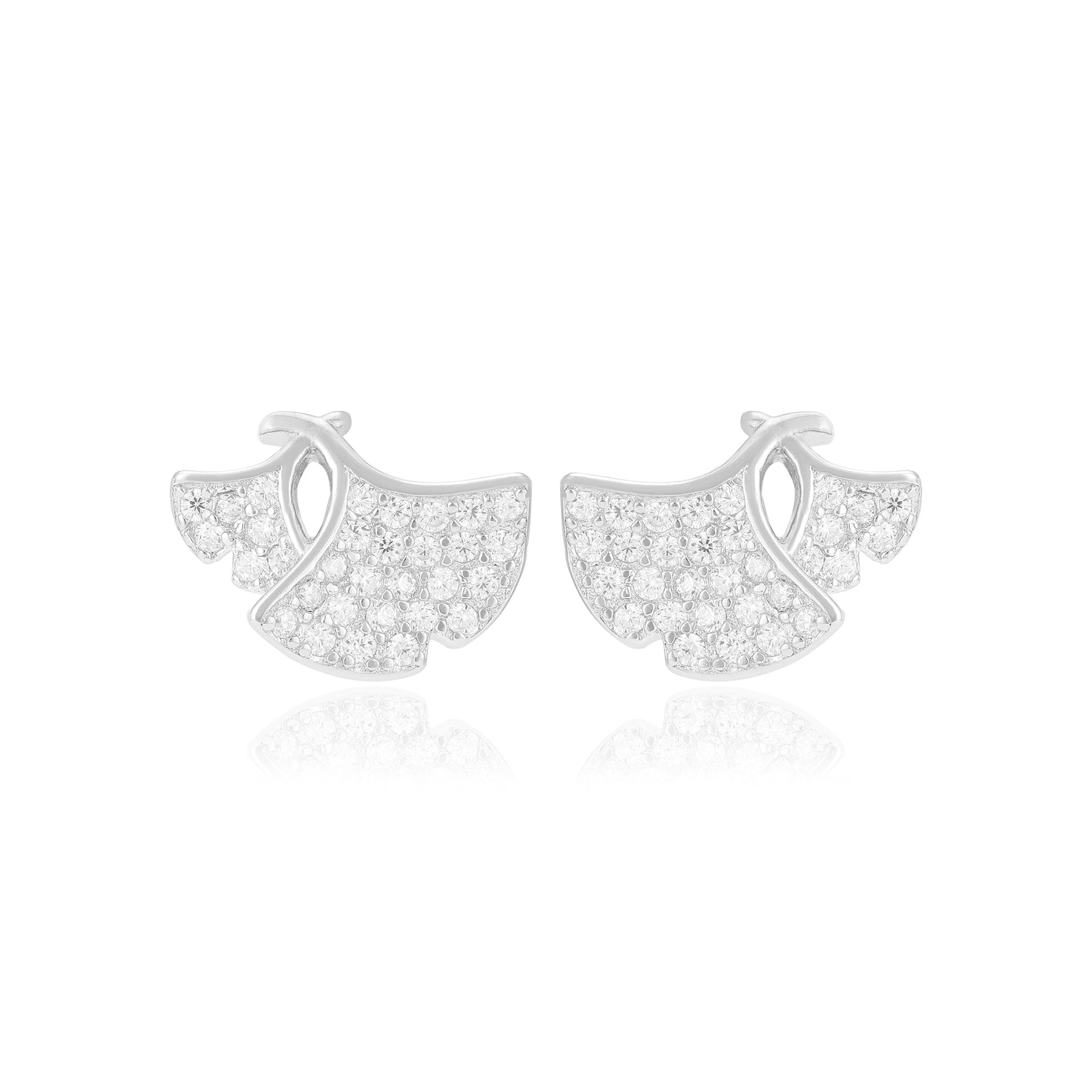 925 Sterling Silver Twin Ginkgo Leaves Earrings For Women