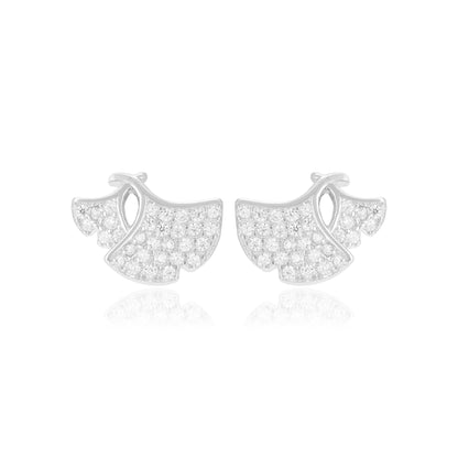 925 Sterling Silver Twin Ginkgo Leaves Earrings For Women