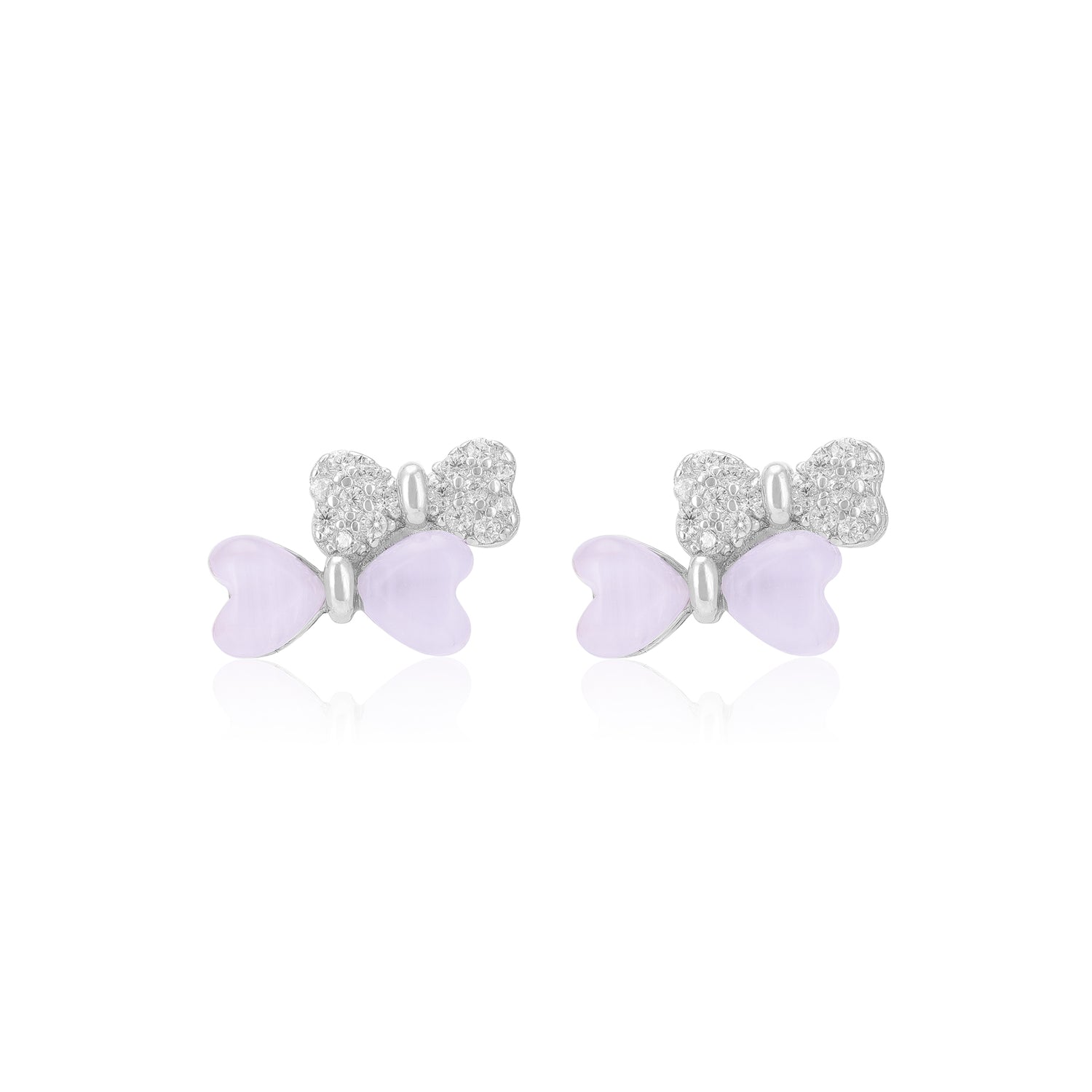 925 Sterling Silver Two Contrast Bow Earrings For Women
