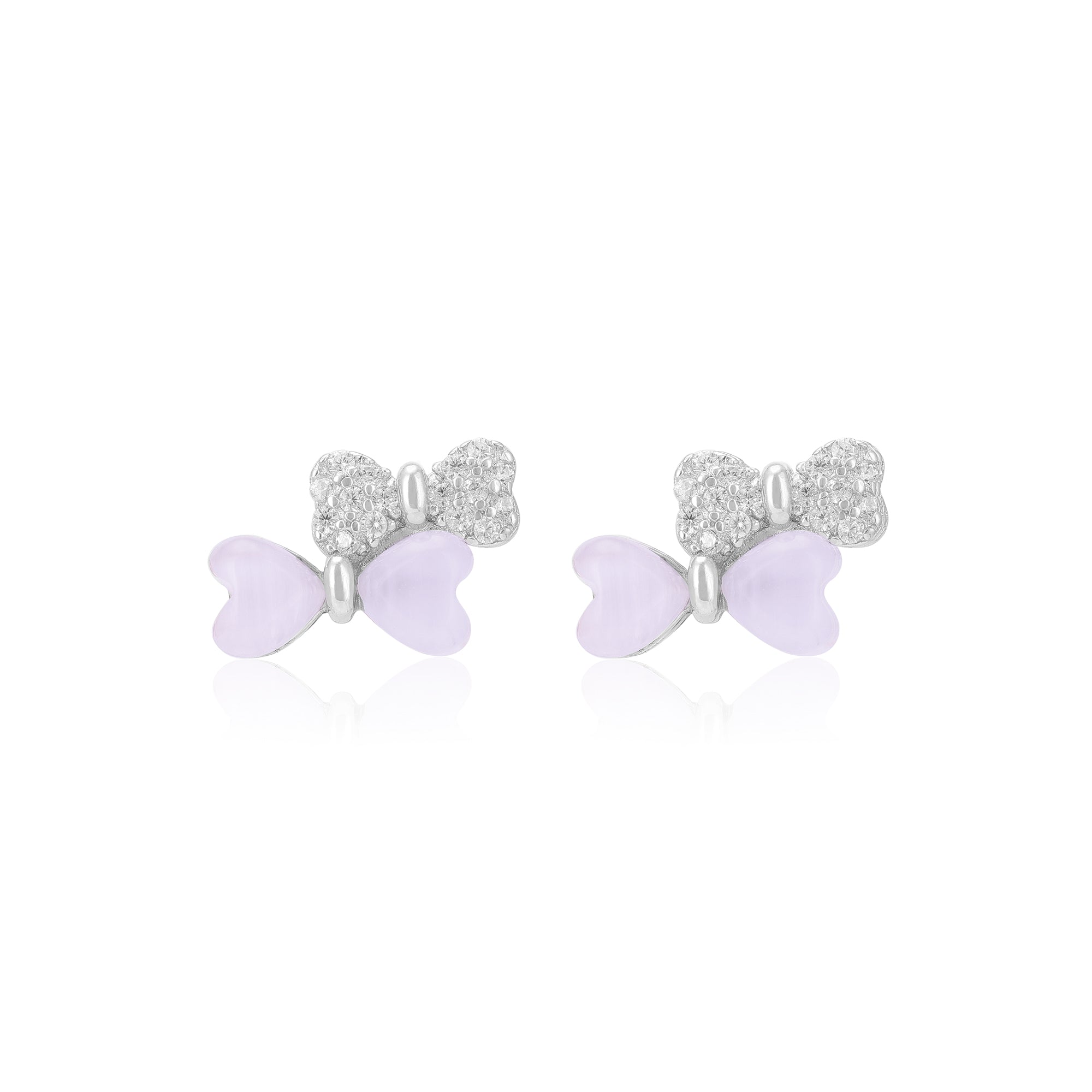 925 Sterling Silver Two Contrast Bow Earrings For Women