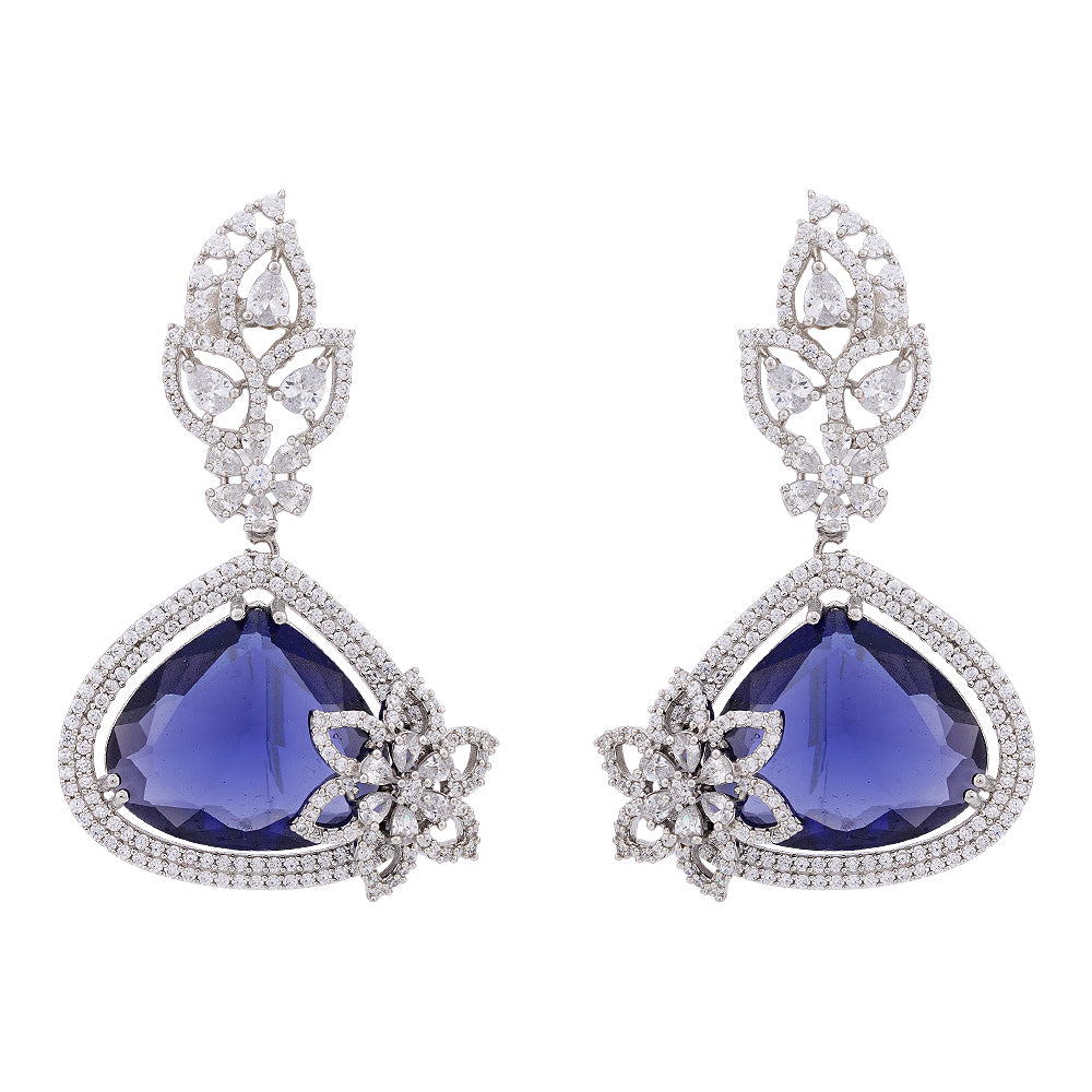 925 Sterling Silver Rhodium Violet Earrings