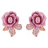 925 Sterling Silver Romantic Floral Motif Crystal Embellishment Earrings for Women