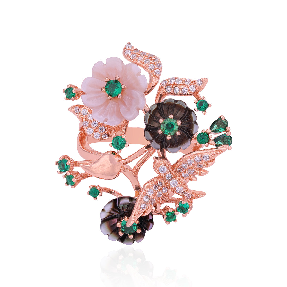 925 Sterling Silver Rosa Vienne Emerald Ring For Women