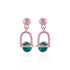 925 Sterling Silver Rose-Gold Geometric Arch With Green Crystal Earring for Women