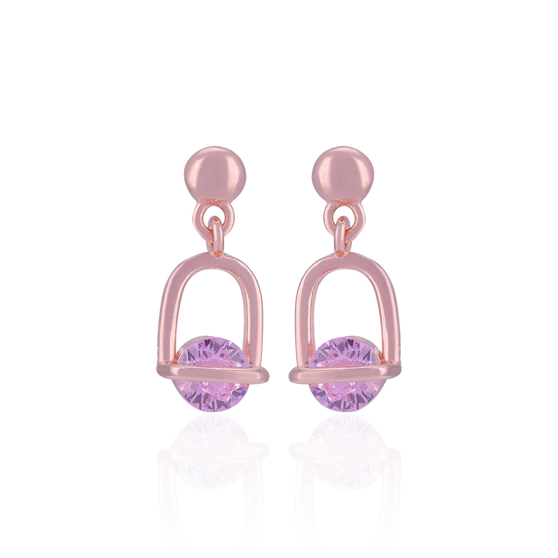 Pink earrings with purple gemstones