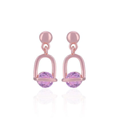 Pink earrings with purple gemstones